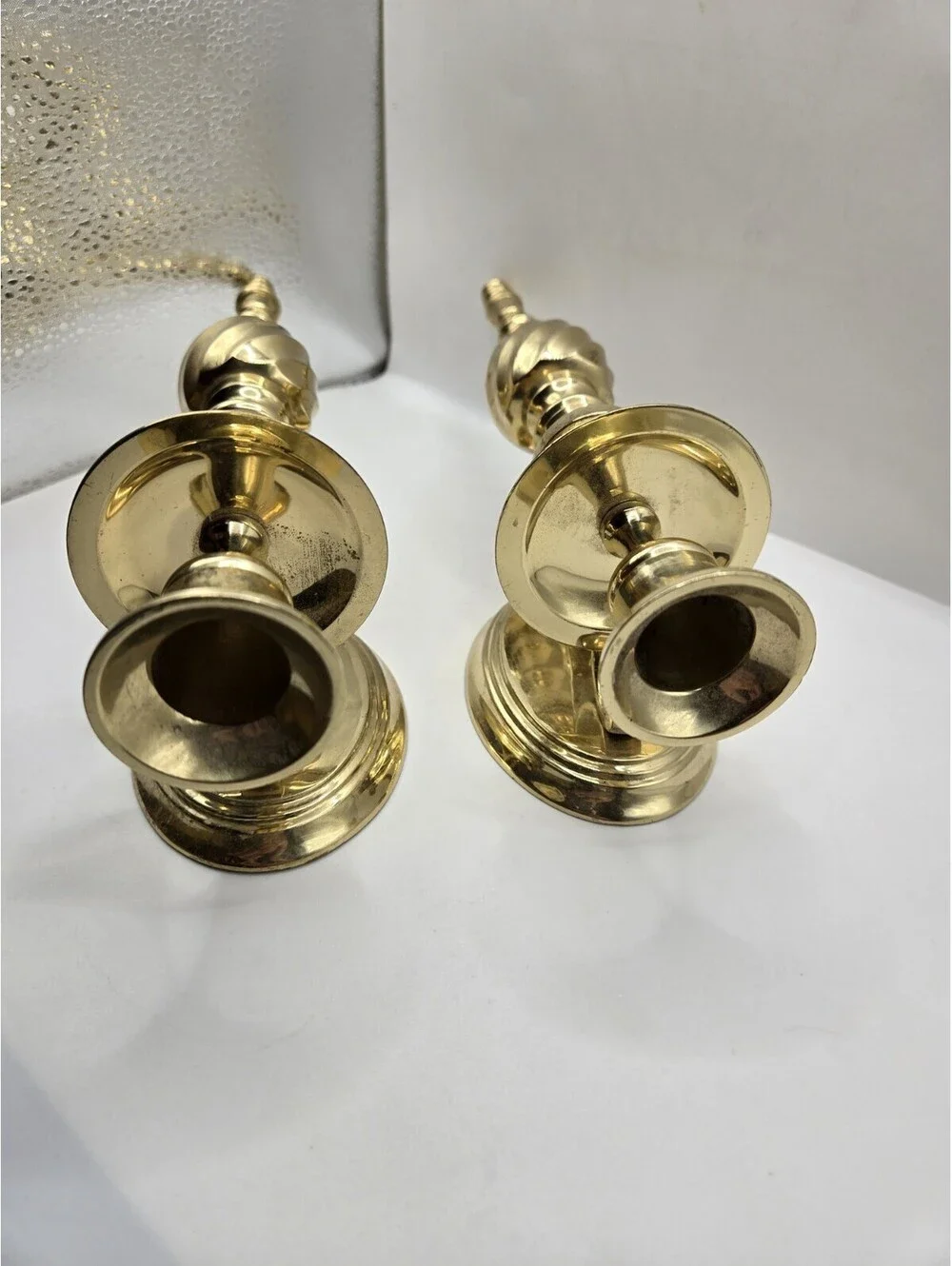 Vintage Solid Brass Pair/Set Wall Sconce Candle Holders Twist Swirl 10